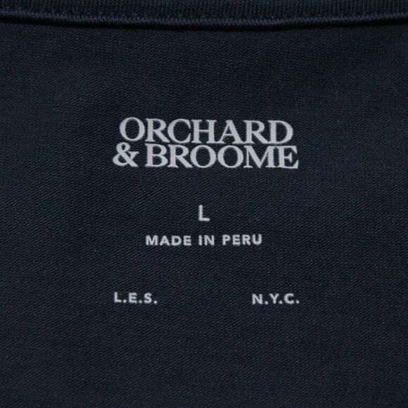 Orchard & Broome NWT Essex Short Sleeve Zip T-Shirt Size L in Blue Cotton Blend